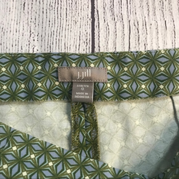 J. Jill Green Print Ankle Pants Size 8 - Picture 3 of 6